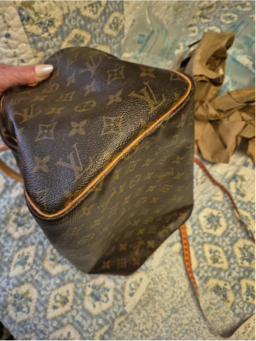 Louis Vuitton Monogram Canvas Satchel in Brown and Tan Leather Trim Vintage - Picture 9 of 12